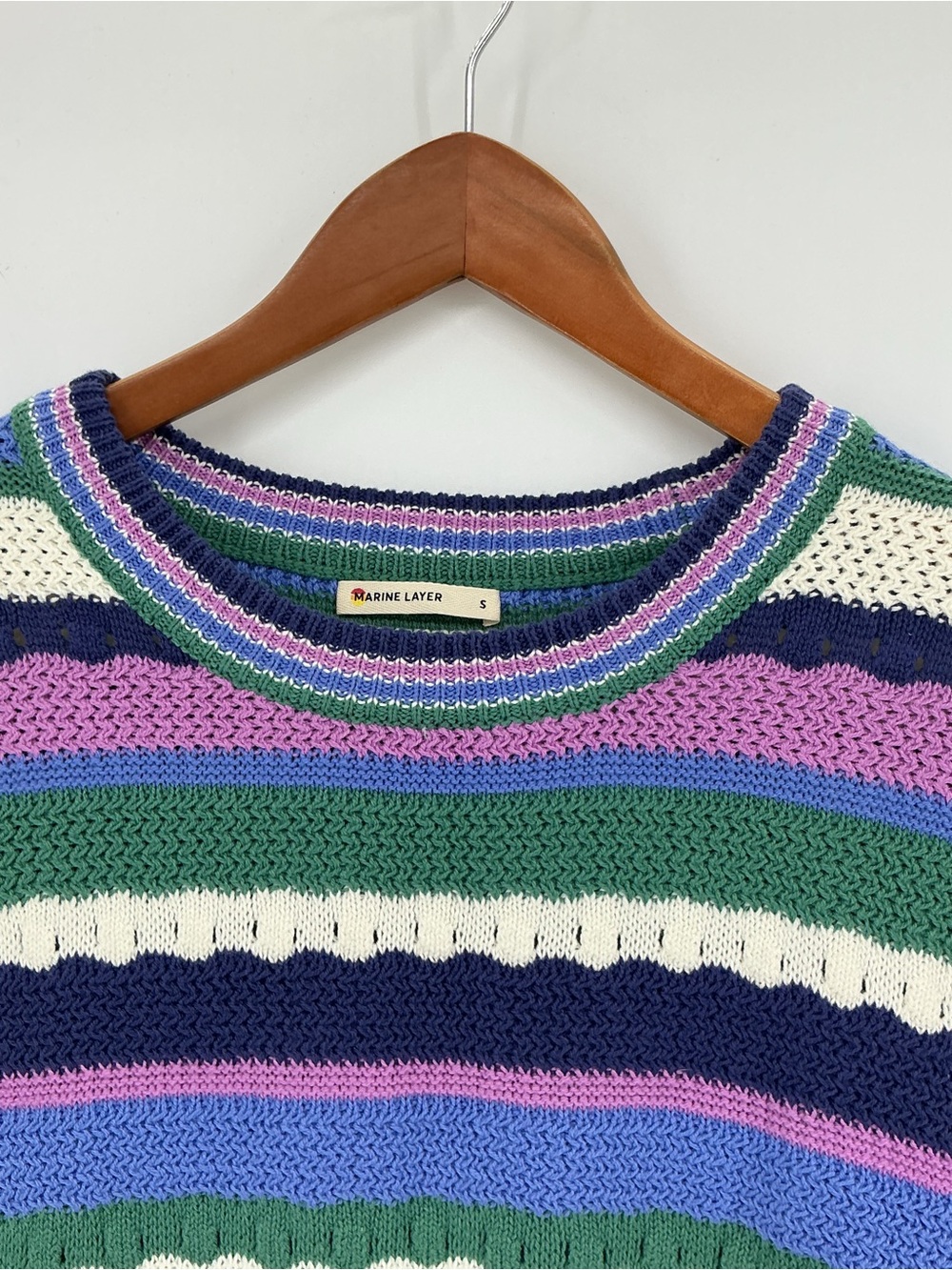 Marine Layer Multicolor Striped Knit Sleeveless Crew Sweater - Picture 6 of 9